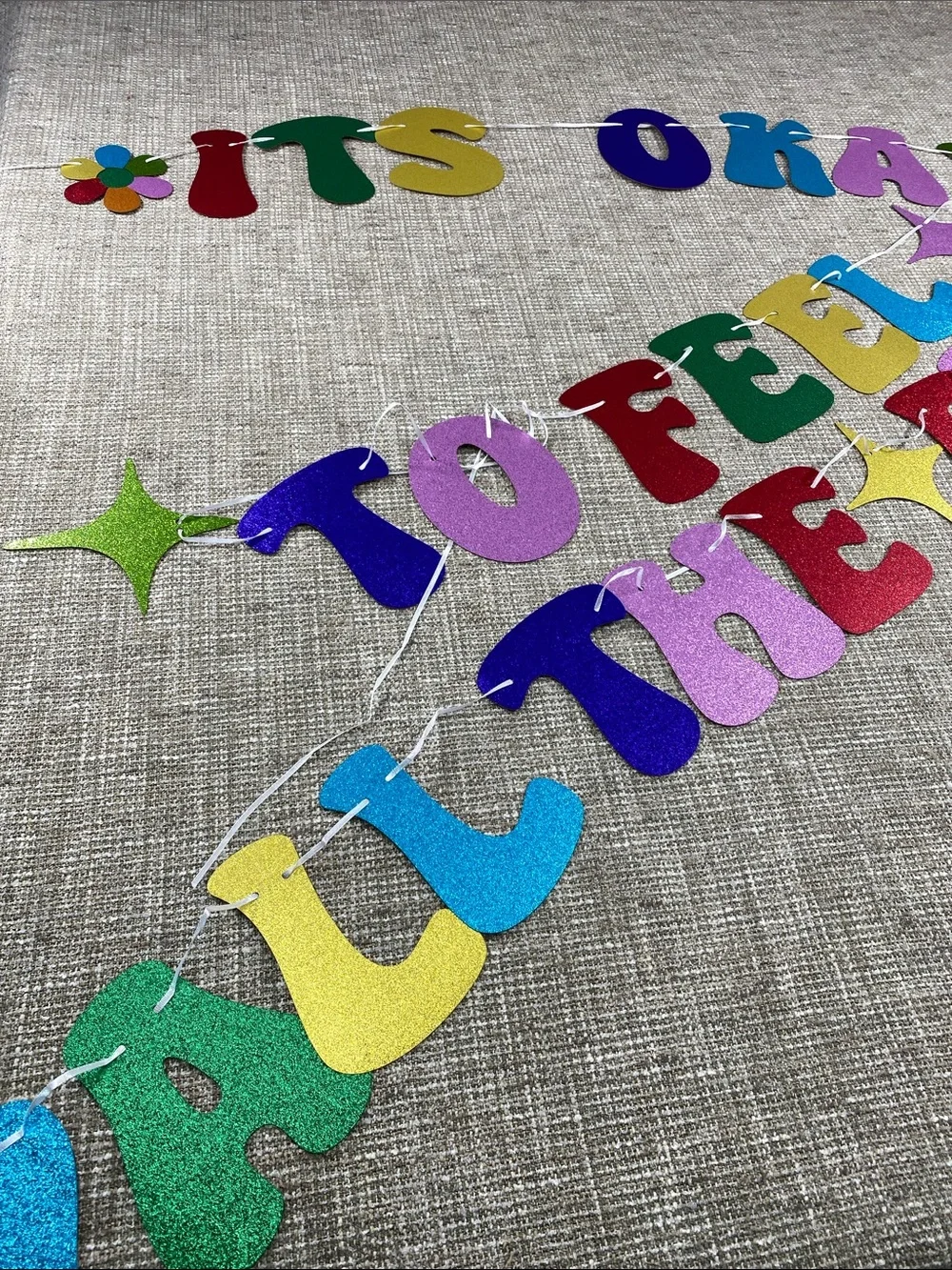 Colorful Glitter 'It's Okay to Feel' Party Banner - Multi